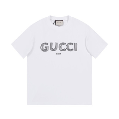 구찌 남/녀 화이트 크루넥 반팔티 - Gucci Unisex White Short sleeved Tshirts - gu772x