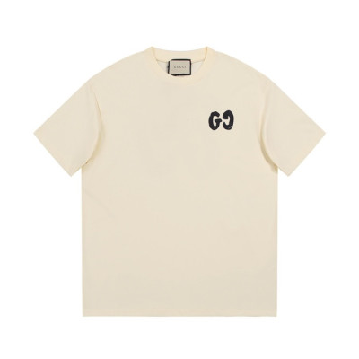 구찌 남/녀 아이보리 크루넥 반팔티 - Gucci Unisex Ivory Short sleeved Tshirts - gu777x