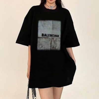 발렌시아가 남/녀 블랙 크루넥 반팔티 - Balenciaga Unisex Black Short sleeved Tshirts - ba489x