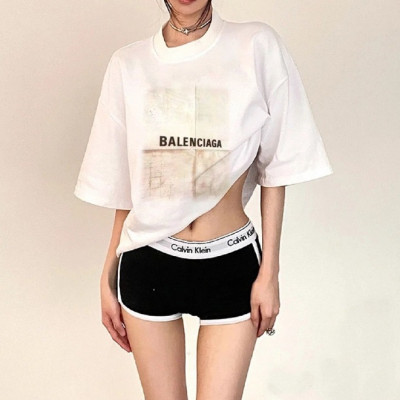 발렌시아가 남/녀 화이트 크루넥 반팔티 - Balenciaga Unisex White Short sleeved Tshirts - ba490x
