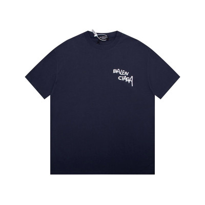 발렌시아가 남성 네이비 크루넥 반팔티 - Balenciaga Mens Navy Short sleeved Tshirts - ba493x