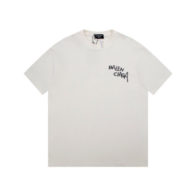 발렌시아가 남성 화이트 크루넥 반팔티 - Balenciaga Mens White Short sleeved Tshirts - ba495x