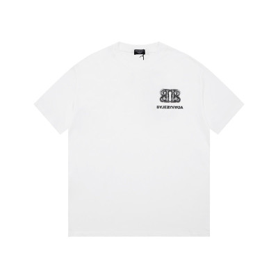 발렌시아가 남성 화이트 크루넥 반팔티 - Balenciaga Mens White Short sleeved Tshirts - ba497x