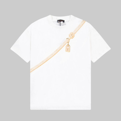 루이비통 남성 화이트 크루넥 반팔티 - Louis vuitton Mens White Short sleeved Tshirts - lv1429x