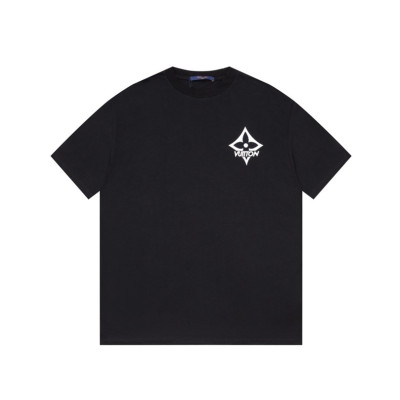 루이비통 남성 블랙 크루넥 반팔티 - Louis vuitton Mens Black Short sleeved Tshirts - lv1430x