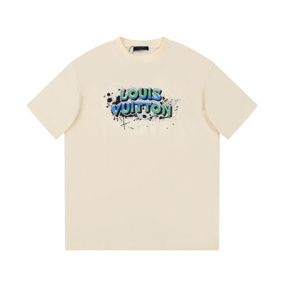 루이비통 남성 크루넥 아이보리 반팔티 - Louis vuitton Mens Ivory Short Sleeved Tshirts - lv1436x