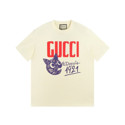 구찌 남/녀 아이보리 크루넥 반팔티 - Gucci Unisex Ivory Short sleeved Tshirts - gu788x