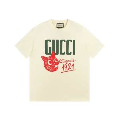 구찌 남/녀 아이보리 크루넥 반팔티 - Gucci Unisex Ivory Short sleeved Tshirts - gu789x