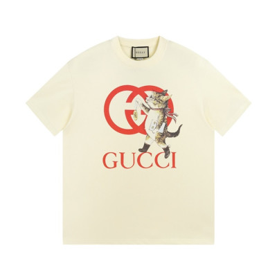 구찌 남/녀 아이보리 크루넥 반팔티 - Gucci Unisex Ivory Short sleeved Tshirts - gu790x