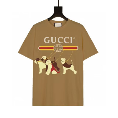 구찌 남/녀 카멜 크루넥 반팔티 - Gucci Unisex Camel Short sleeved Tshirts - gu792x