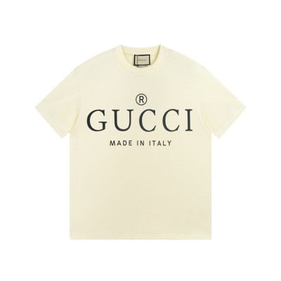 구찌 남/녀 아이보리 크루넥 반팔티 - Gucci Unisex Ivory Short sleeved Tshirts - gu795x