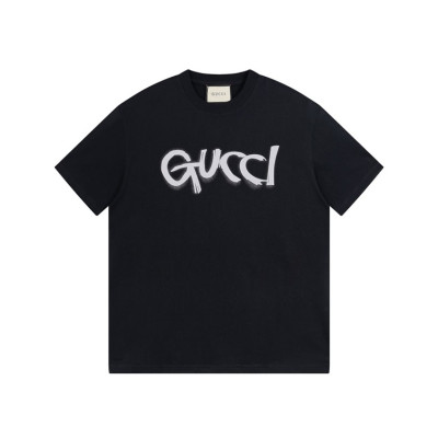 구찌 남/녀 블랙 크루넥 반팔티 - Gucci Unisex Black Short sleeved Tshirts - gu797x