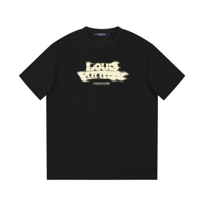 루이비통 남성 크루넥 블랙 반팔티 - Loouis vuitton Mens Black Short sleeved Tshirts - lv1487x