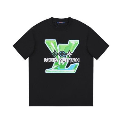 루이비통 남성 크루넥 블랙 반팔티 - Louis vuitton Mens Black Short sleeved Tshirts - lv1500x