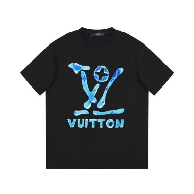 루이비통 남성 크루넥 블랙 반팔티 - Louis vuitton Mens Black Short sleeved Tshirts - lv1509x