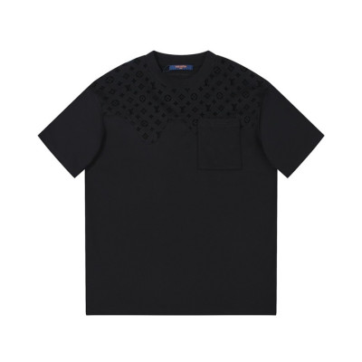 루이비통 남성 크루넥 블랙 반팔티 - Louis vuitton Mens Black Short sleeved Tshirts - lv1520x