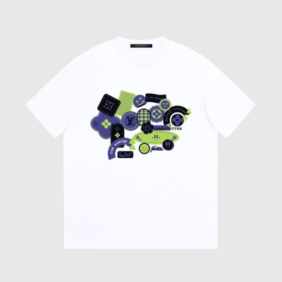 루이비통 남성 크루넥 화이트 반팔티 - Louis vuitton Mens White Short sleeved Tshirts - lv1523x