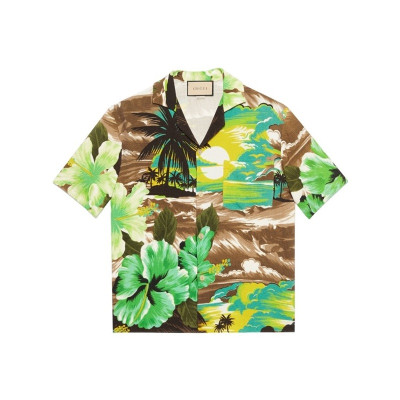 구찌 남성 트렌디 그린 반팔 셔츠 - Gucci Mens Green Short sleeved Tshirts - gu826x