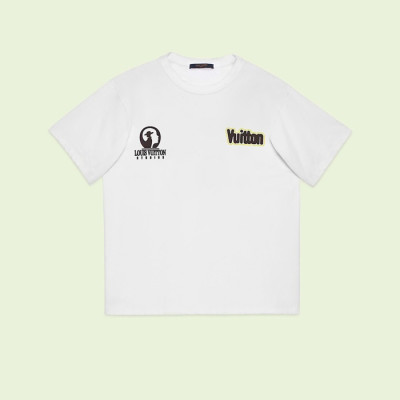 루이비통 남성 크루넥 화이트 반팔티 - Louis vuitton Mens White Short sleeved Tshirts - lv1561x