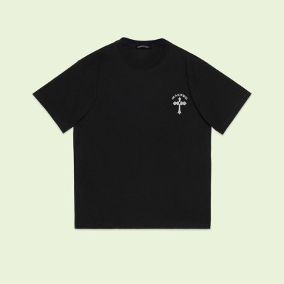 크롬하츠 남성 블랙 크루넥 반팔티 - Chrom Hearts Mens Black Short sleeved Tshirts - ch183x