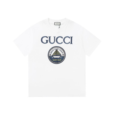 구찌 남/녀 화이트 크루넥 반팔티 - Gucci Unisex White Short sleeved Tshirts - gu863x