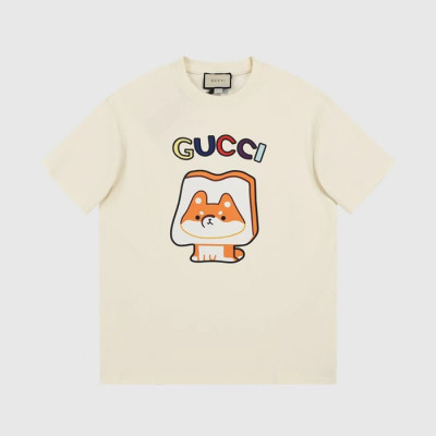 구찌 남/녀 아이보리 크루넥 반팔티 - Gucci Unisex Ivory Short sleeved Tshirts - gu865x
