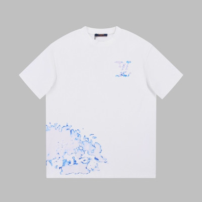 루이비통 남성 크루넥 화이트 반팔티 - Louis vuitton Mens White Short sleeved Tshirts - lv1587x