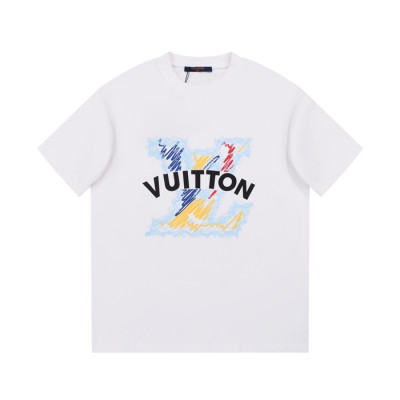 루이비통 남성 크루넥 화이트 반팔티 - Louis vuitton Mens White Short sleeved Tshirts - lv1589x