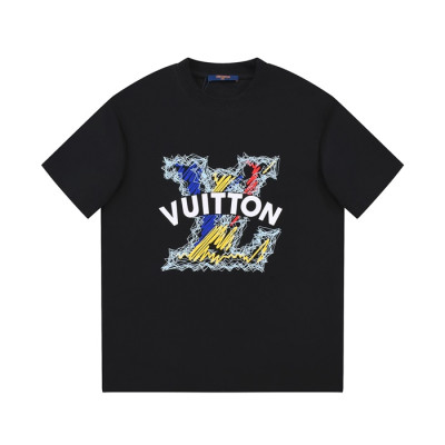 루이비통 남성 크루넥 블랙 반팔티 - Louis vuitton Mens Black Short sleeved Tshirts - lv1590x