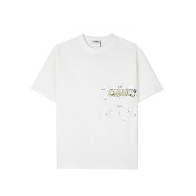 샤넬 남/녀 크루넥 화이트 반팔티 - Chanel Unisex White Tshirts - ch479x