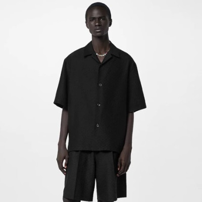 루이비통 남성 블랙 반팔 셔츠 - Louis vuitton Mens Black Shirts - lv1606x