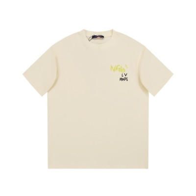 루이비통 남성 크루넥 아이보리 반팔티 - Louis vuitton Mens Ivory Short sleeved Tshirts - lv1611x