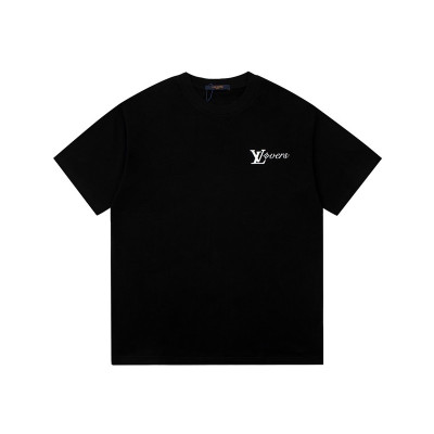 루이비통 남성 크루넥 블랙 반팔티 - Louis vuitton Mens Black Short sleeved Tshirts - lv1616x