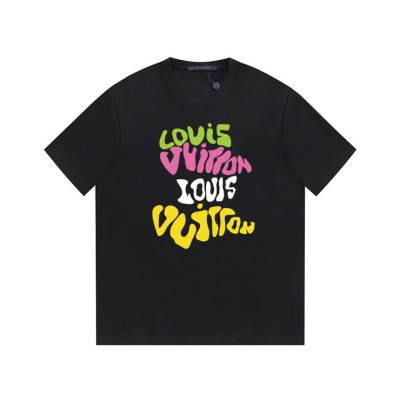 루이비통 남성 크루넥 블랙 반팔티 - Louis vuitton Mens Black Short sleeved Tshirts - lv1618x