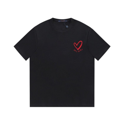 루이비통 남성 크루넥 블랙 반팔티 - Louis vuitton Mens Black Short sleeved Tshirts - lv1622x