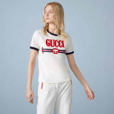 구찌 여성 화이트 크루넥 반팔티 - Gucci Womens White Short sleeved Tshirts - gu885x