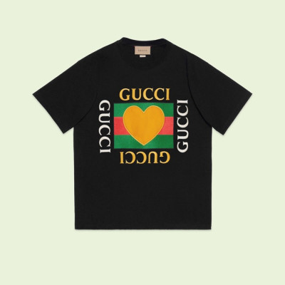구찌 남/녀 블랙 크루넥 반팔티 - Gucci Unisex Black Short sleeved Tshirts - gu892x