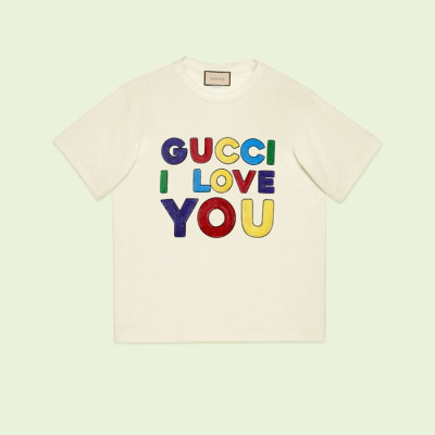 구찌 남/녀 아이보리 크루넥 반팔티 - Gucci Unisex Ivory Short sleeved Tshirts - gu893x