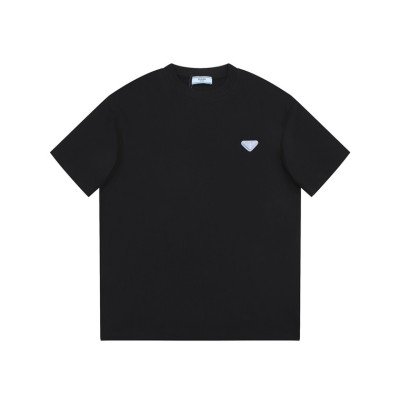 프라다 남성 크루넥 블랙 반팔티 - Prada Mens Black Short sleeved Tshirts - pr641x