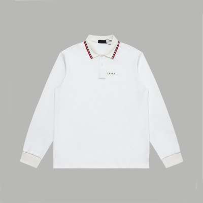 프라다 남성 폴로 화이트 맨투맨 - Prada Mens White Tshirts - pr645x