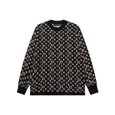 루이비통 남성 블랙 크루넥 니트 - Louis vuitton Mens Black Sweaters - lv1676x