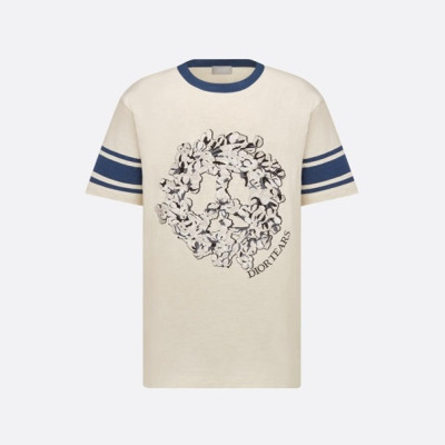 디올 남성 화이트 크루넥 반팔티 - Dior Mens White Short sleeved Tshirts - di593x