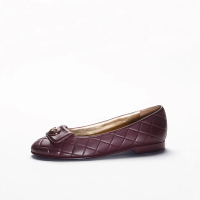 샤넬 여성 버건디 플랫 - Chanel Womens Burgundy Flat Shoes - ch490x
