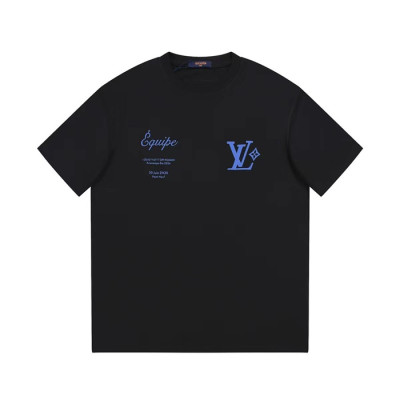 루이비통 남성 크루넥 블랙 반팔티 - Louis vuitton Mens Black Short sleeved Tshirts - lv1689x