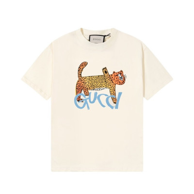 구찌 남/녀 아이보리 크루넥 반팔티 - Gucci Unisex Ivory Short sleeved Tshirts - gu921x
