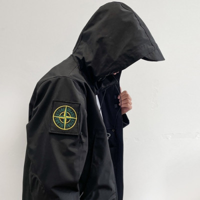 스톤아일랜드 남성 캐쥬얼 블랙 자켓 - Stone Island Mens Black Jackets - st84x