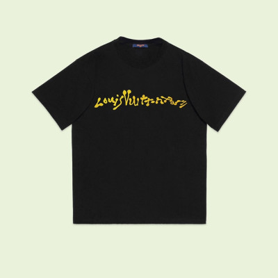 루이비통 남성 크루넥 블랙 반팔티 - Louis vuitton Mens Black Short sleeved Tshirts - lv1705x