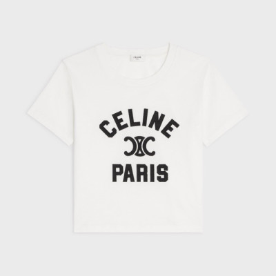 셀린느 여성 크루넥 화이트 반팔티 - Celine Womens White Short sleeved Tshirts - ce190x