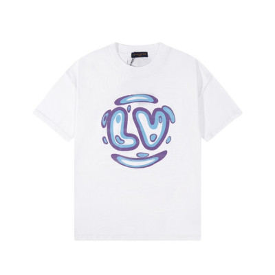 루이비통 남성 크루넥 화이트 반팔티 - Louis vuitton Mens White Short sleeved Tshirts - lv1708x