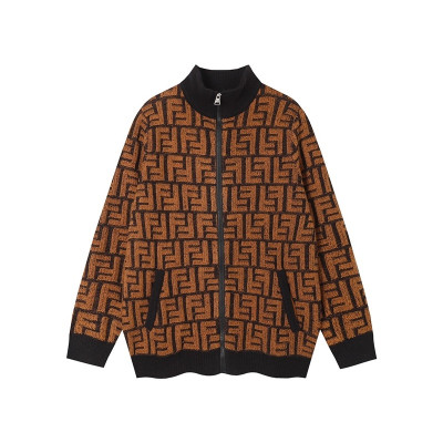 펜디 남성 브라운 집업 니트 - Fendi Mens Brown Sweaters - fe182x
